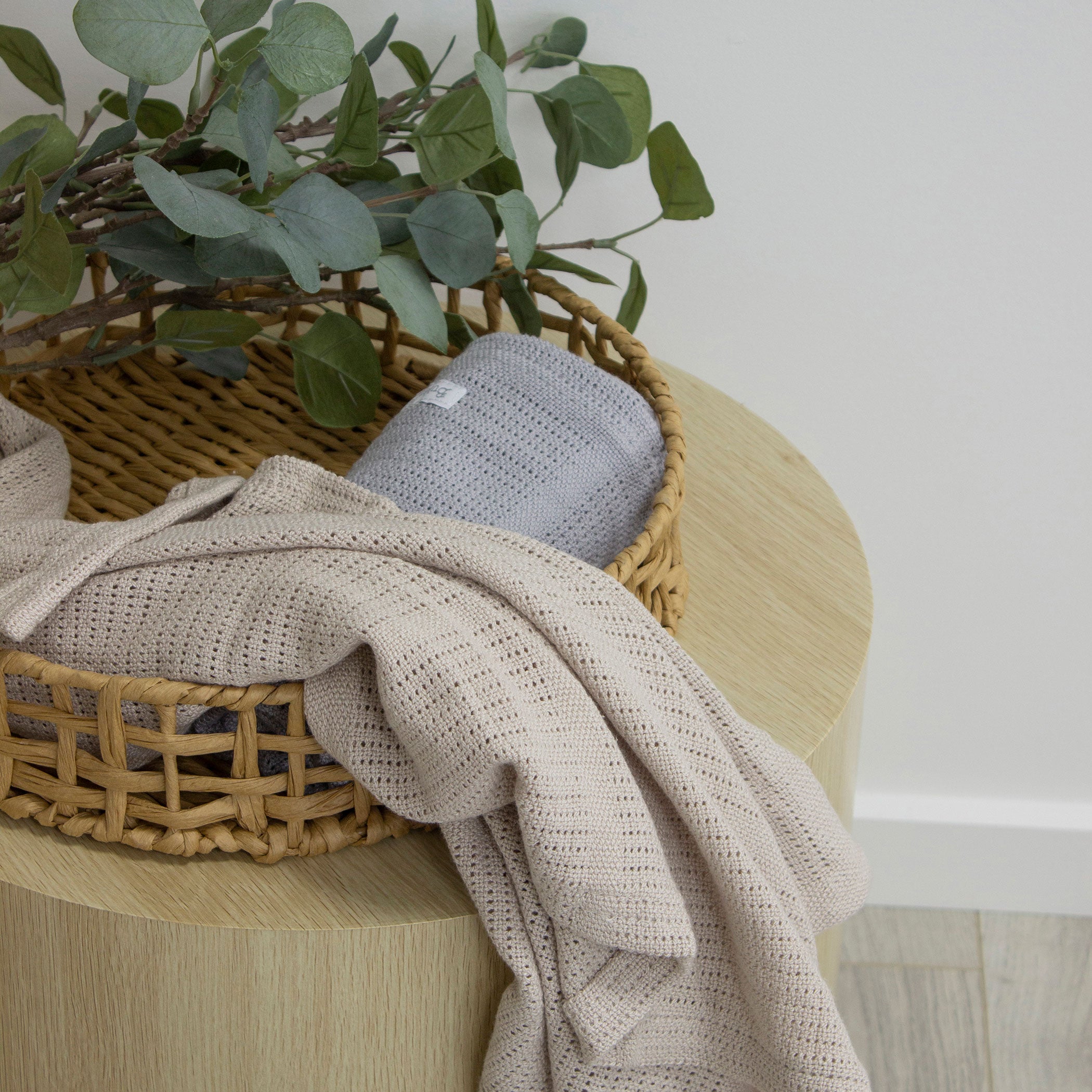 Nordic 2-Pack Soft Cellular Blanket - Breathable Baby Blanket Set in Grey & Sand Colors | Perfect for Nursery, Stroller, and Swaddling