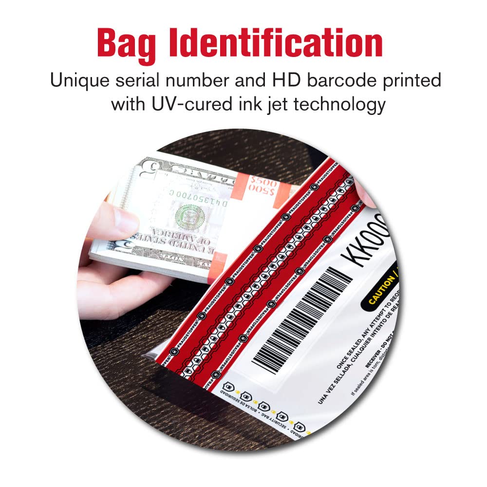 FraudStopper Tamper-Evident Deposit Bags - 2.5mm Thick, 9x12 Inches - 100 Pack Clear Bank Money Bags for Secure Cash & Check Deposits | Ideal for Retail, Banks & Small Businesses | MMF Industries