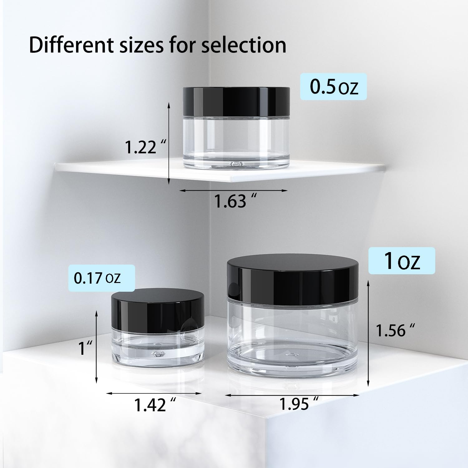 Travel Size Containers for Toiletries - 6 Pack Leak Proof 0.17/0.5/1 oz Small Cosmetic Jars for Makeup, Face Cream, Moisturizer & Lotion with 2 Mini Spatulas - Perfect for Travel, Gym, Home & Gift Giving