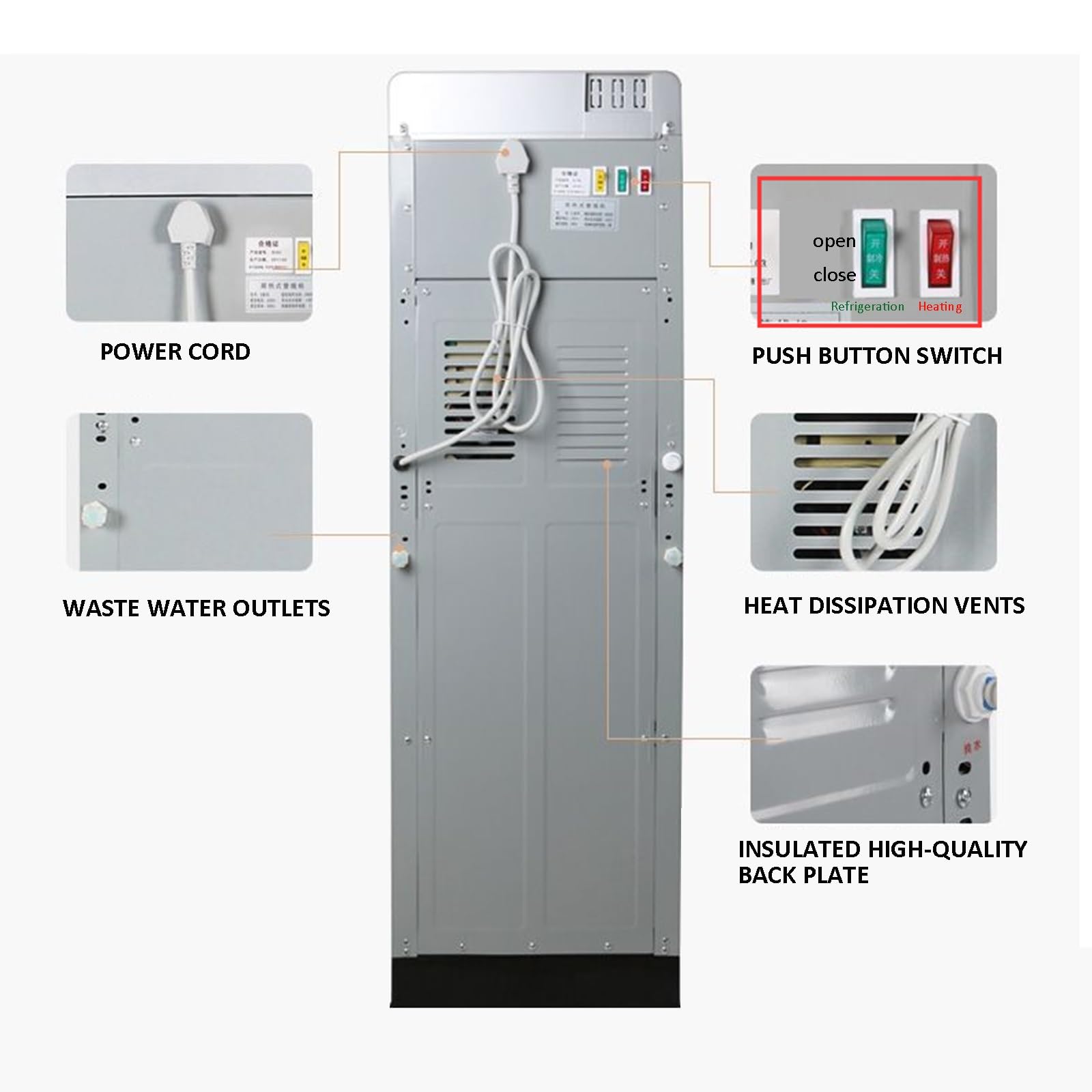 Hot and Cold Water Dispenser with Storage Cabinet - Dual Function Ice Maker & Heater for Home and Office Use