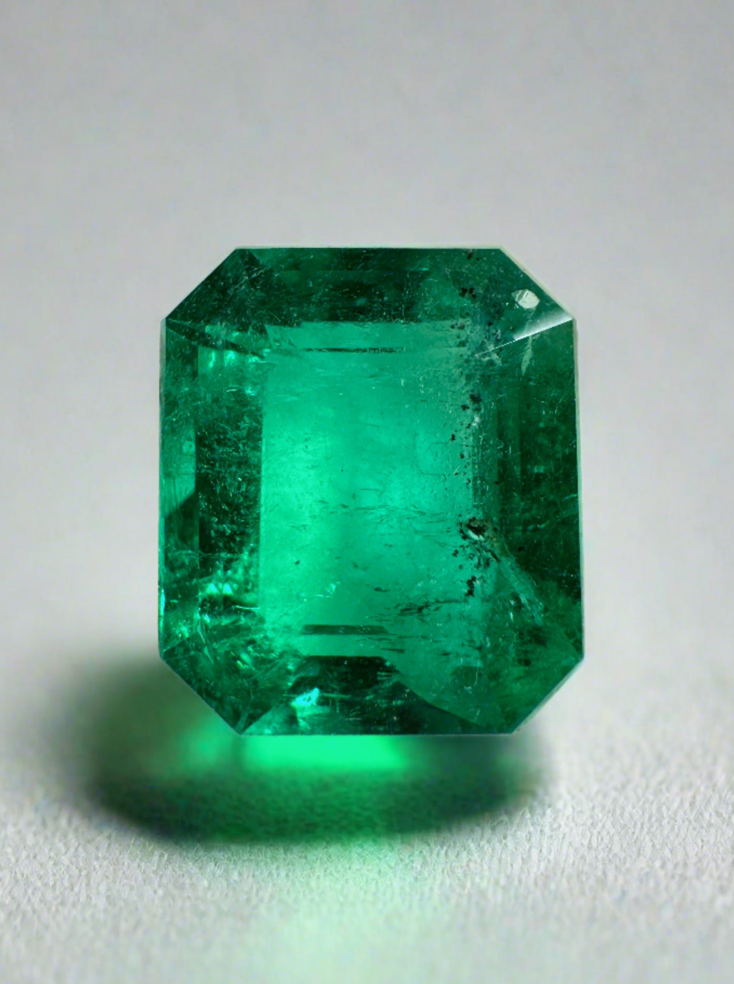 3.72 Carat 11x9mm AAA+ Perfect Green Freckled Natural Loose Colombian Emerald Cut Gemstone for Jewelry Making, Engagement Rings & Luxury Gifts
