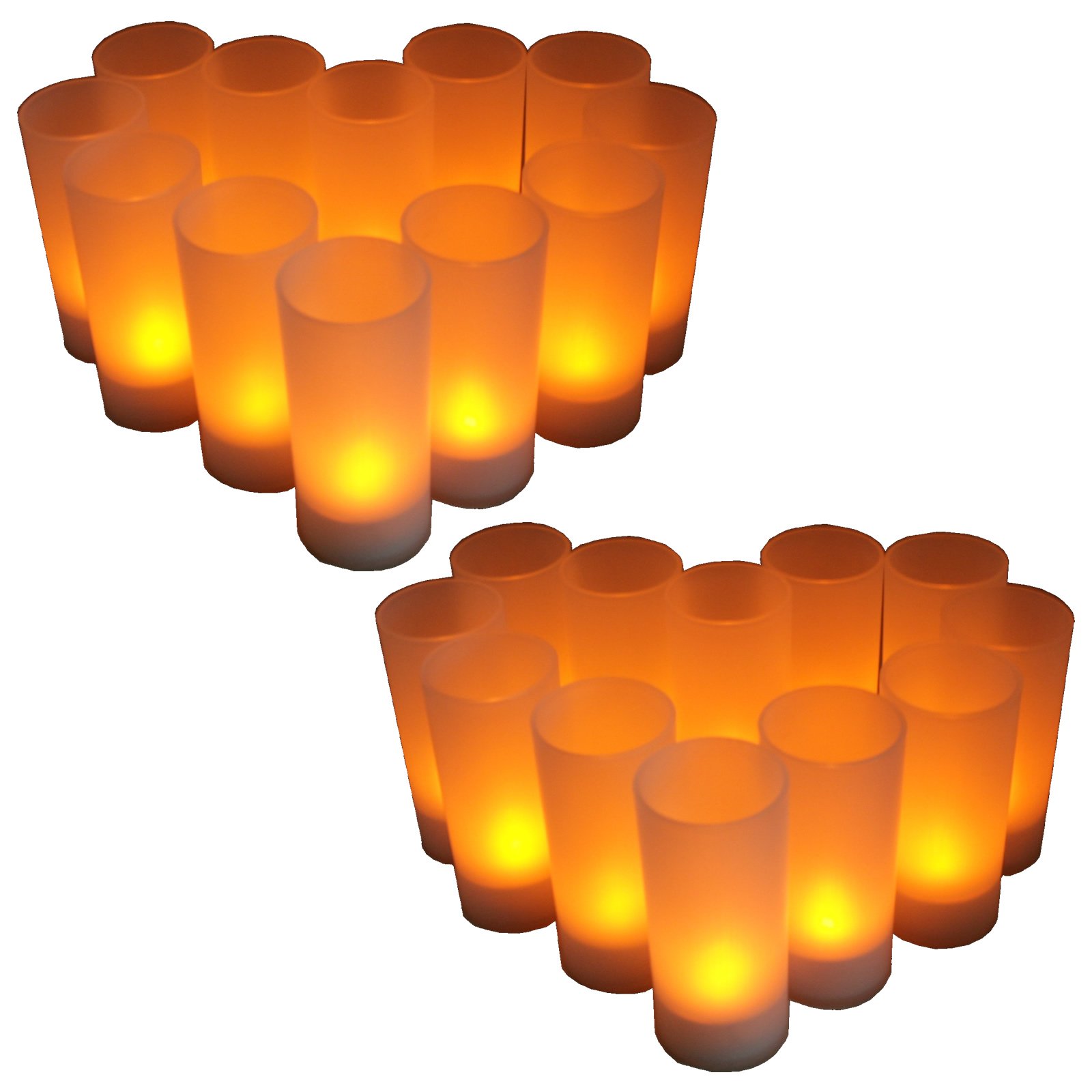BlueDot Trading LED Battery Operated Rechargeable Tea Lights - 24 Pack Amber Flameless Candles for Weddings, Parties, Home Decor & Holiday Centerpieces