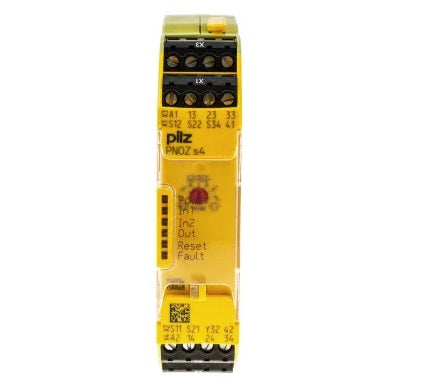 PNOZ s4 Safety Relay 48-240VAC/DC - 3 NO Safety Contacts & 1 NC Auxiliary Contact - Emergency Stop Device for Industrial Machinery & Automation Systems