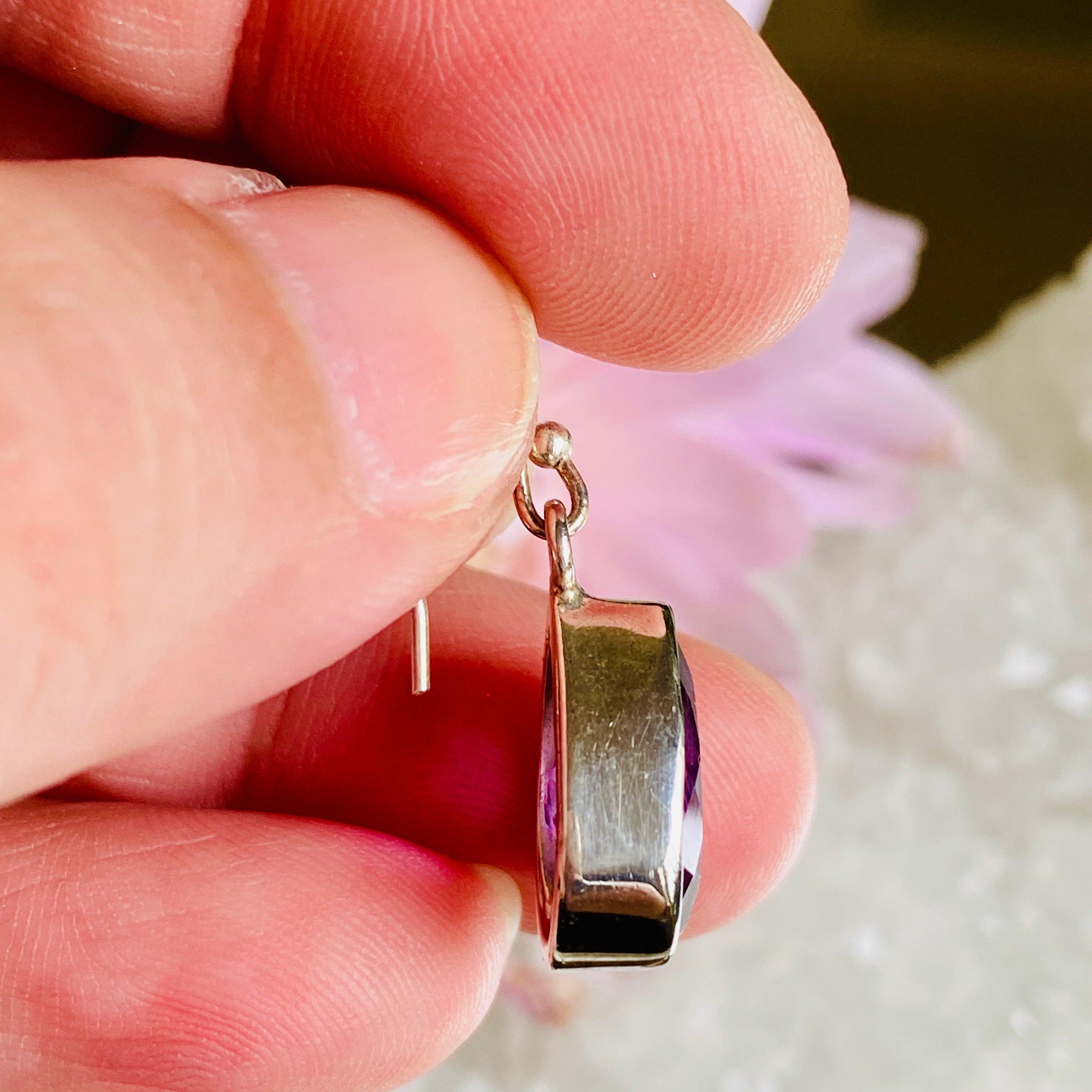Amethyst Faceted Teardrop Earrings for Women - Elegant Purple Gemstone Dangle Earrings for Party, Wedding & Evening Wear - KEGJ806