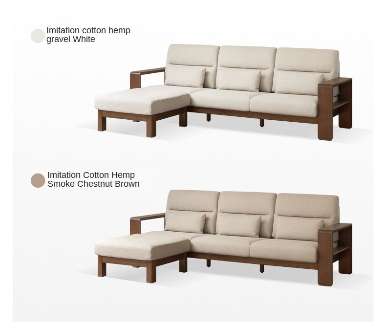 Oak Solid Wood High Back Fabric Corner Sofa - Modern L-Shaped Sectional Couch for Living Room, Lounge & Family Room Comfort