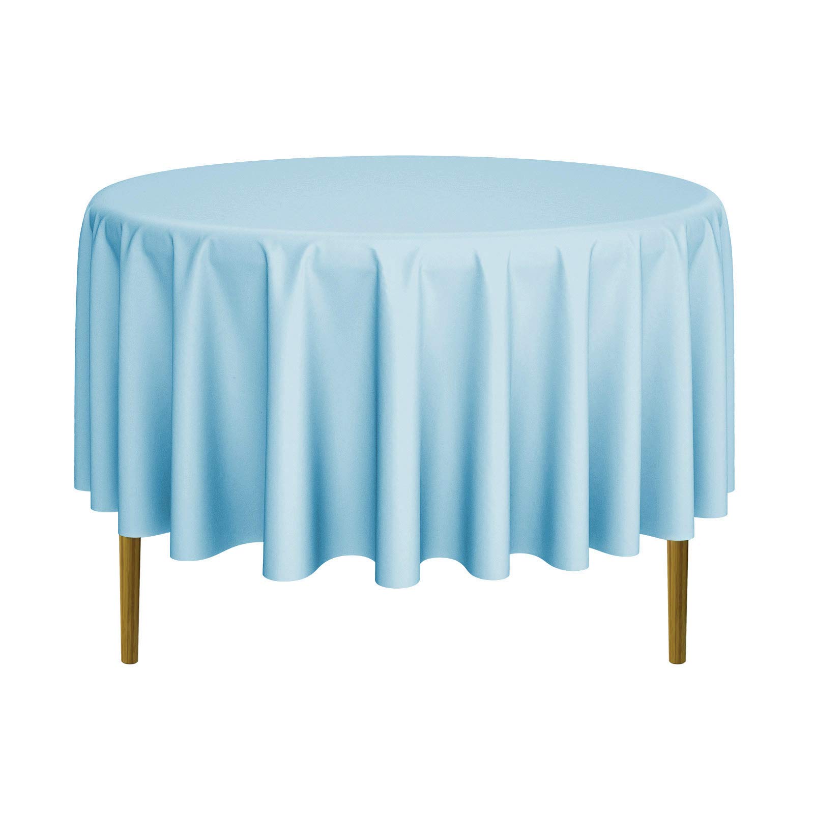 Lann's Linens - 10 Pack Premium 90 Inch Round Polyester Tablecloths for Wedding, Banquet, Restaurant - Wrinkle Resistant, Stain Resistant - Light Blue Table Cover for Elegant Dining & Special Events