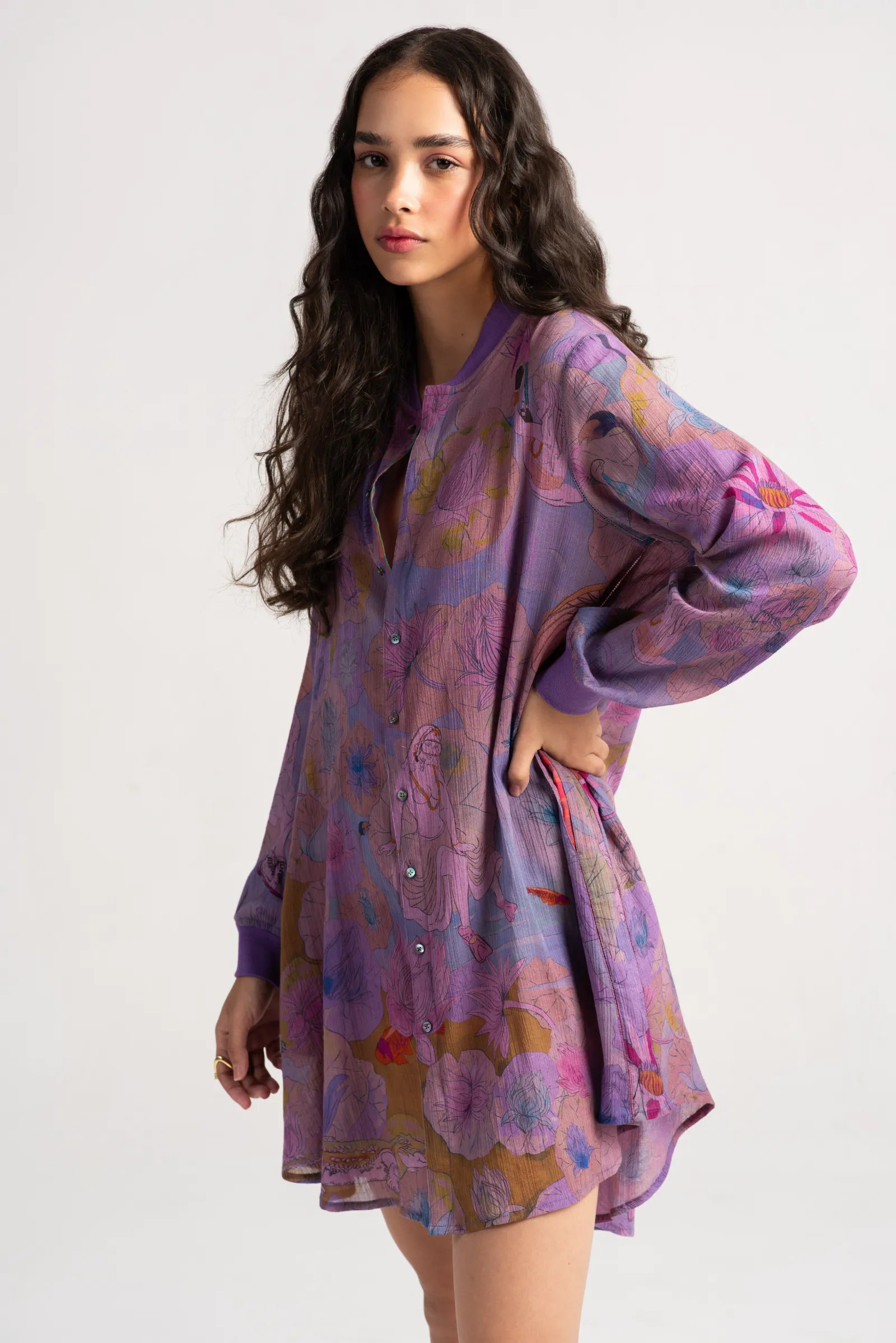 Rozana Women's Cotton Crepe Shirt in Amethyst Purple - Elegant Casual Blouse for Work, Date Night & Everyday Wear