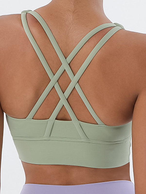 ZASUWA Women's U Neck Cross Back Quick Dry Seamless Sports Bra - Perfect for Yoga, Running & Gym Workouts