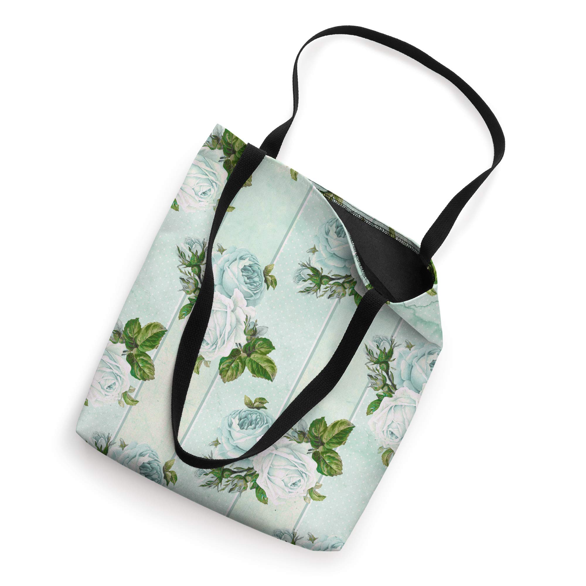 Stylish Teal & Turquoise Botanical Floral Rose Tote Bag for Women - Perfect for Work, Beach & Shopping