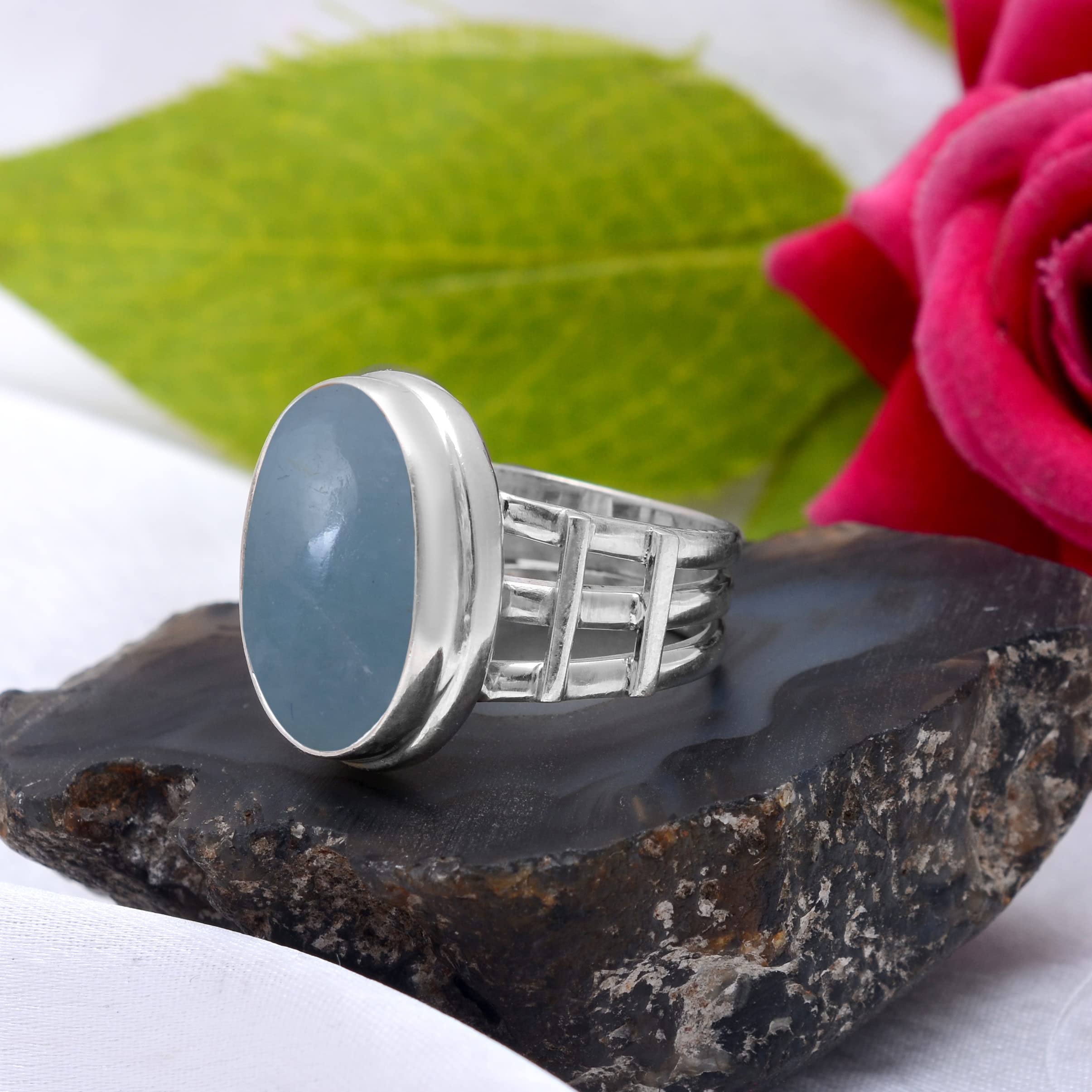 925 Sterling Silver Aquamarine Rings for Women - Handmade Gemstone Jewelry with Blue Aquamarine - Elegant Designer Ring for Gifts, Weddings & Special Occasions - VSR-455