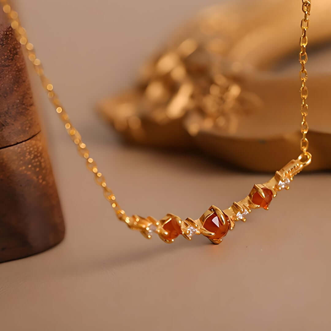 Natural Mandarin Garnet Pendant Necklace with Spiritual Chain - Elegant Gemstone Jewelry for Women | NL7496 | Perfect for Meditation, Yoga & Spiritual Healing