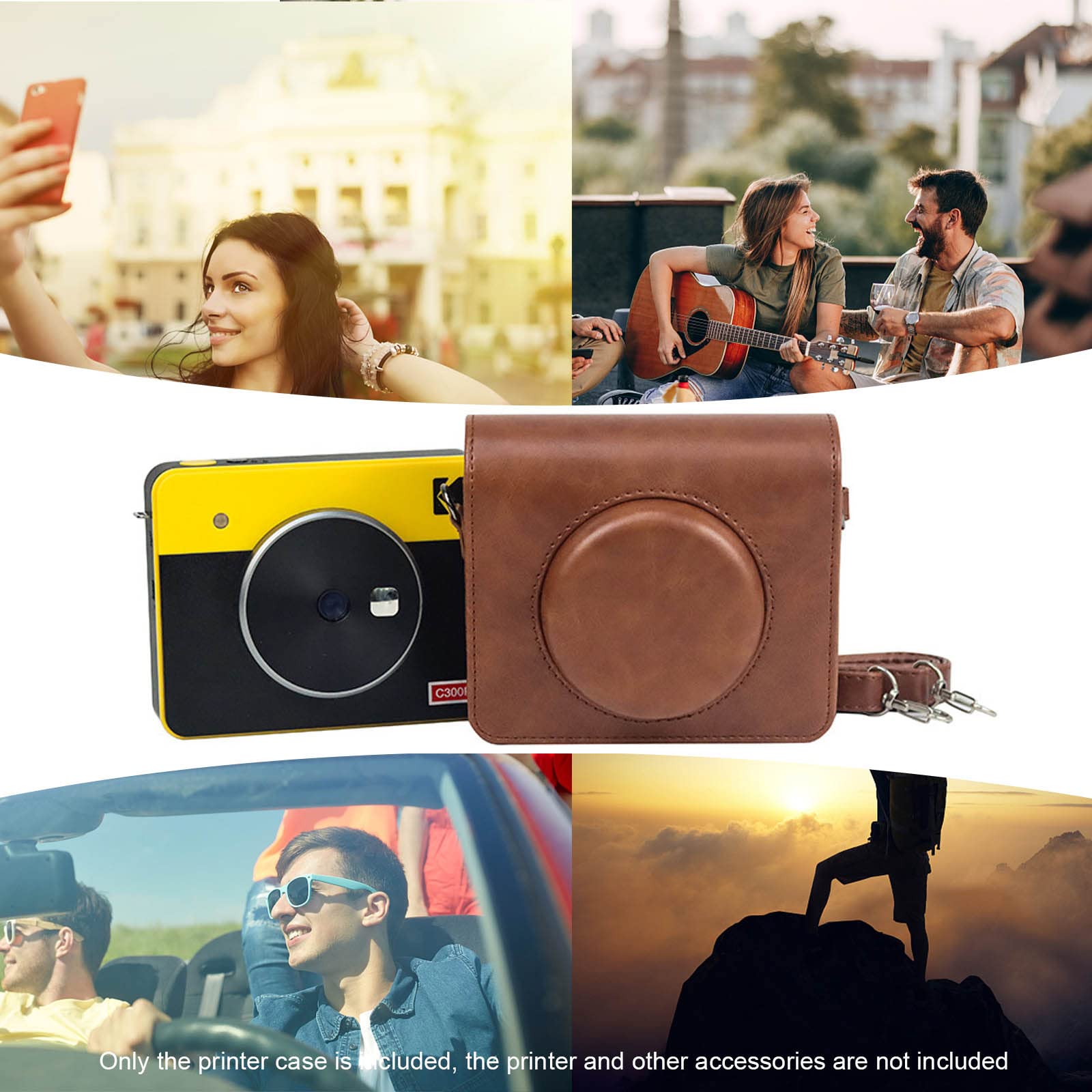 Kodak Mini Shot 3 Retro Instant Camera & Photo Printer Protective Case - PU Leather Cover with Adjustable Strap for Travel, Parties & Everyday Use