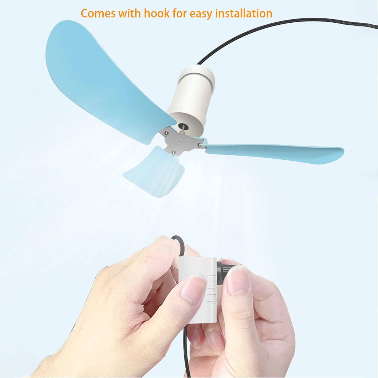 Snaweo 30cm/11.8in Solar Powered Ceiling Fan with Switch Cord - 6 Blade Rechargeable Hanging Fan for Gazebo, Chicken Coop, Greenhouse - Perfect for Outdoor Cooling, Ventilation & Energy Savings