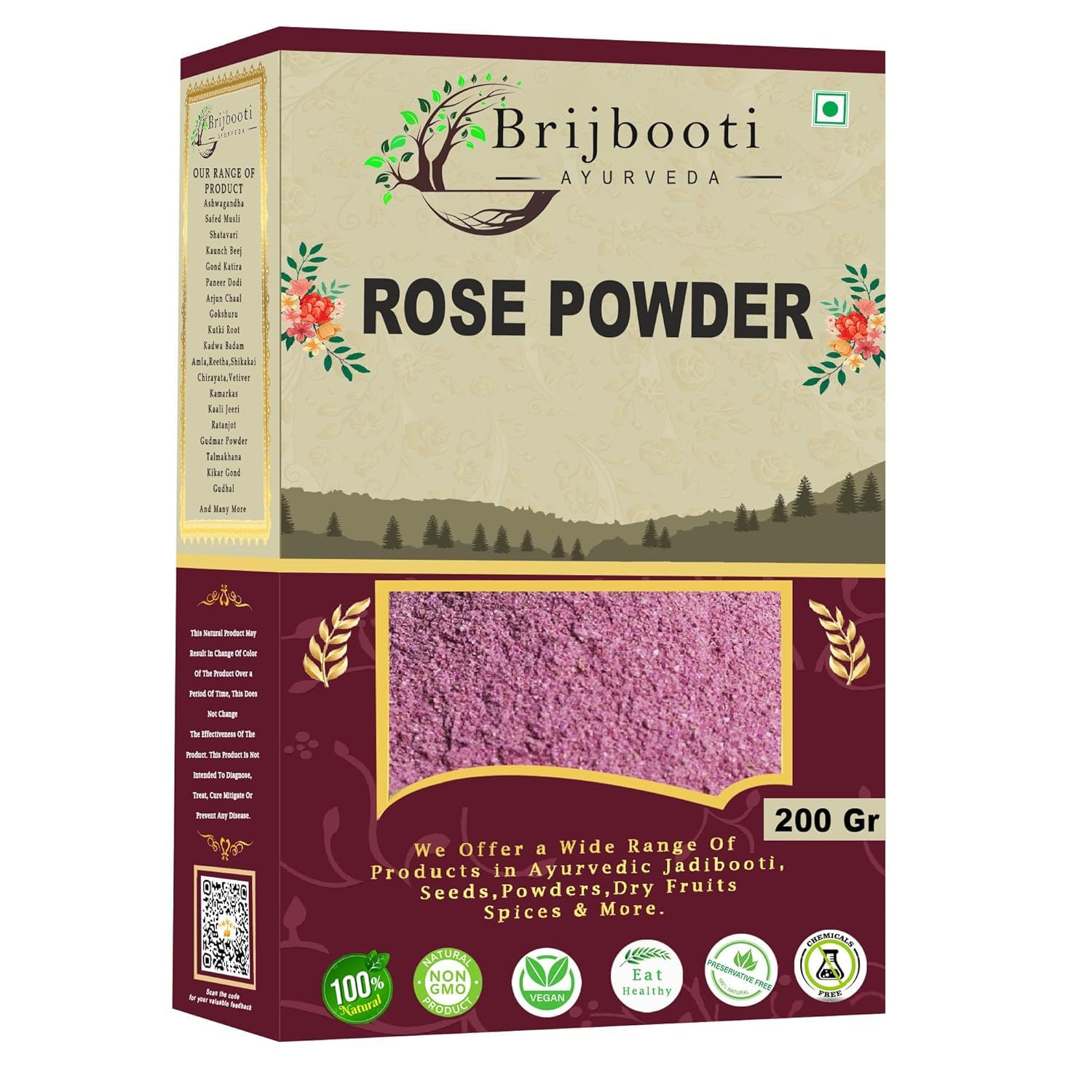 100% Pure & Natural Rose Petal Powder for Face & Body Care - Gentle Exfoliating Skin Treatment, Vegan Bath Soak with Floral Fragrance | Chemical-Free, 200g | Perfect for DIY Skincare, Spa Days & Relaxing Baths