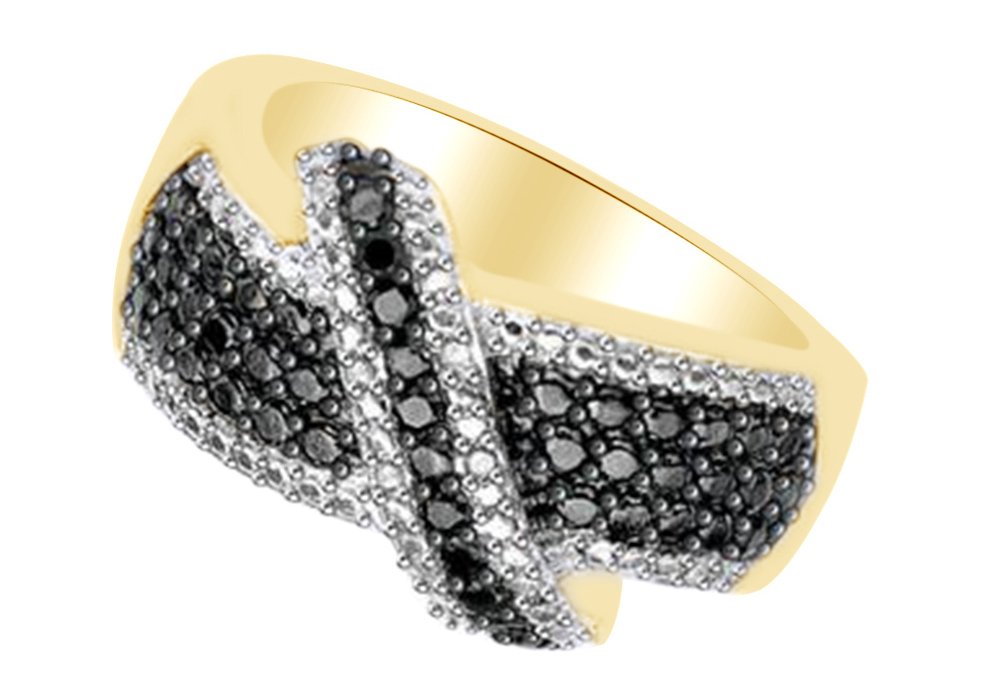 925 Sterling Silver Round White & Black Natural Diamond Cross Wedding Ring (0.10 cttw) - Perfect for Engagement, Anniversary, and Religious Ceremonies