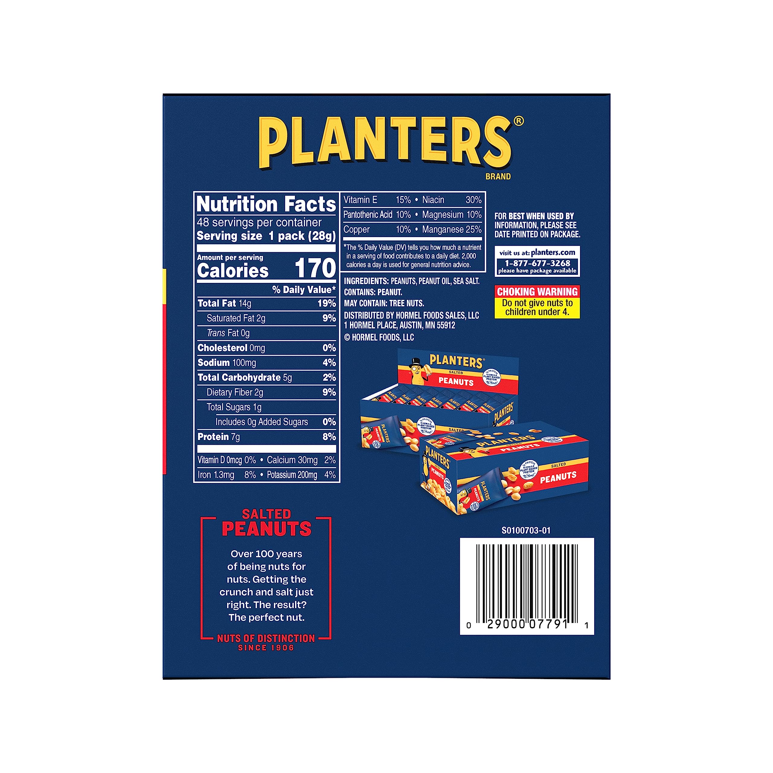 Salted Peanuts in Individual 1-Ounce Packs (48 Count) – Perfect for Snacking, Parties, and On-the-Go Nutrition