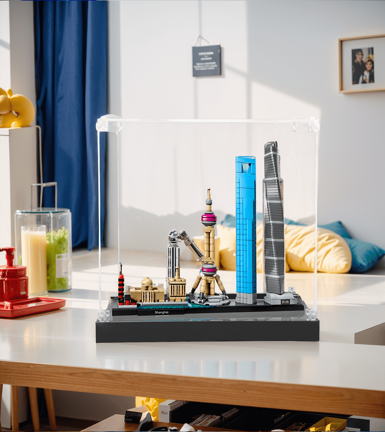 Official LEGO Architecture Shanghai 21039 Building Kit Display Case - Clear Acrylic Showcase for Collectible Models - Perfect for Home, Office & Gift Giving