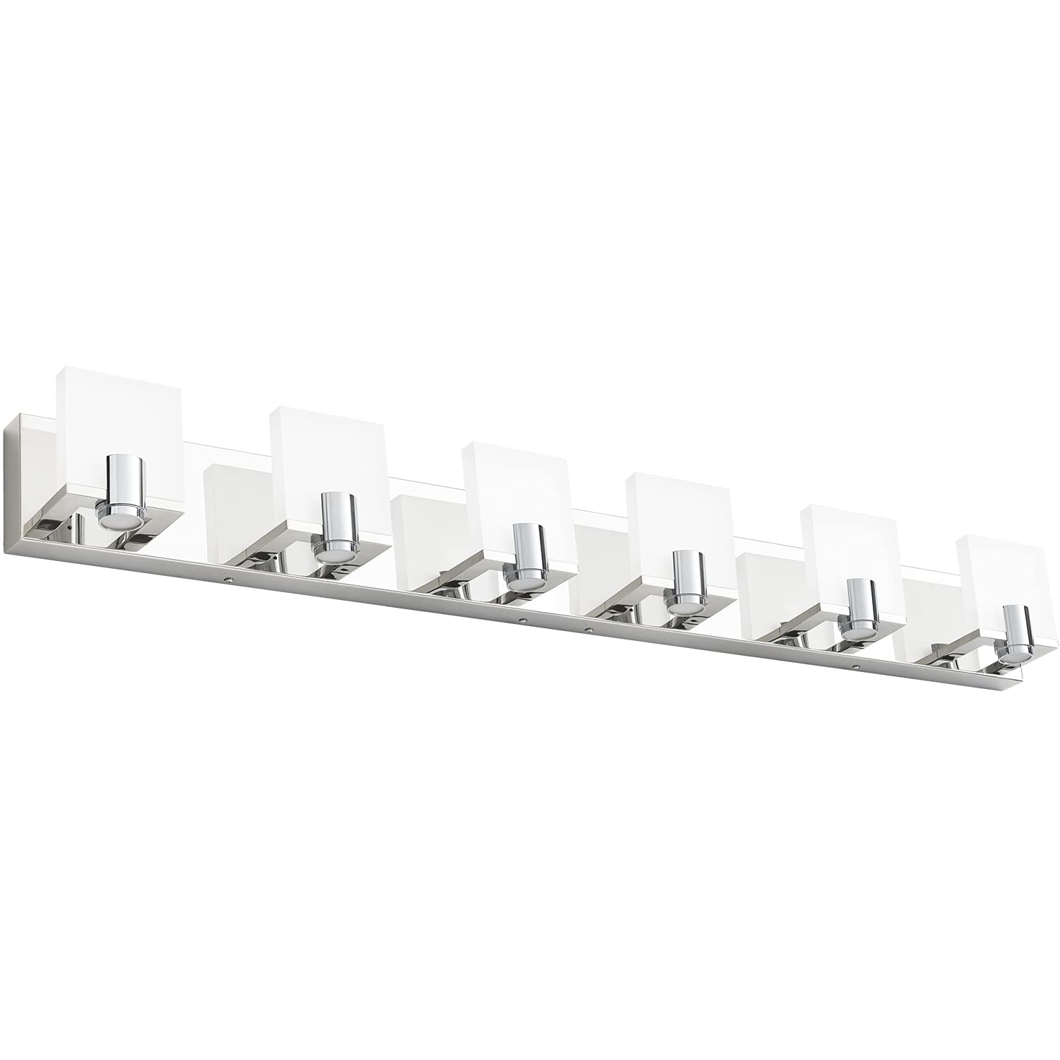 SOLFART 42.1 Inch Dimmable LED Vanity Light - 6-Light Modern Bathroom Mirror Fixture in Gloss Chrome | Perfect for Bathroom Makeup Lighting, Dressing Room Illumination & Modern Home Decor
