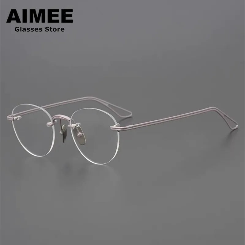 Aimee Women's Rimless Round Oval Titanium Eyeglasses 13439 - Lightweight & Durable Eyewear for Work, Reading & Everyday Fashion