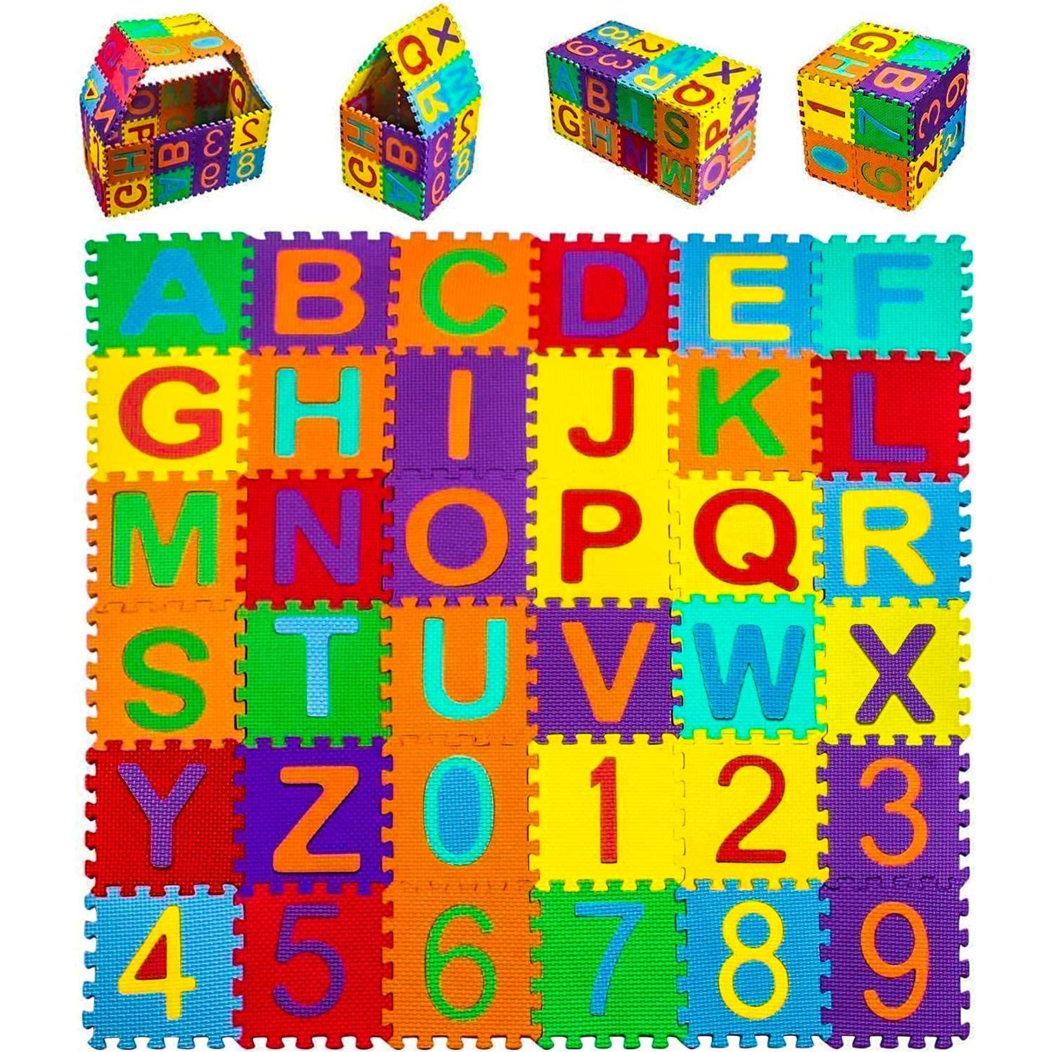 Non-Toxic EVA Foam Alphabet & Number Puzzle Playmat for Kids - 12x12 Inch Interlocking Tiles - Sensory Floor Mat for Baby Crawling, Learning & Indoor/Outdoor Play - Perfect for Nursery, Daycare & Playroom