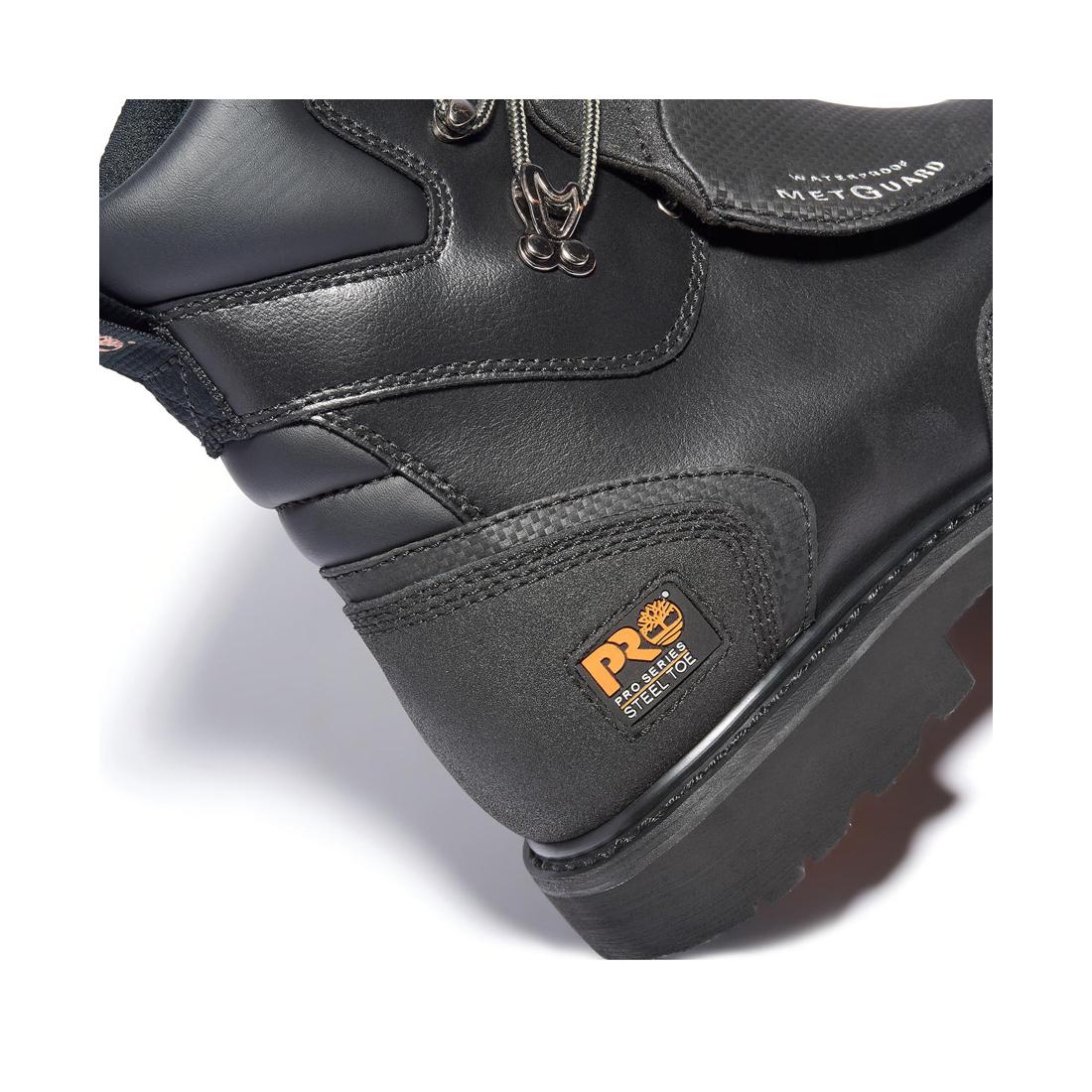8 Inch Steel Toe Waterproof Work Boots for Men - Met Guard Safety Shoes, Black - Ideal for Construction, Warehouse & Outdoor Work