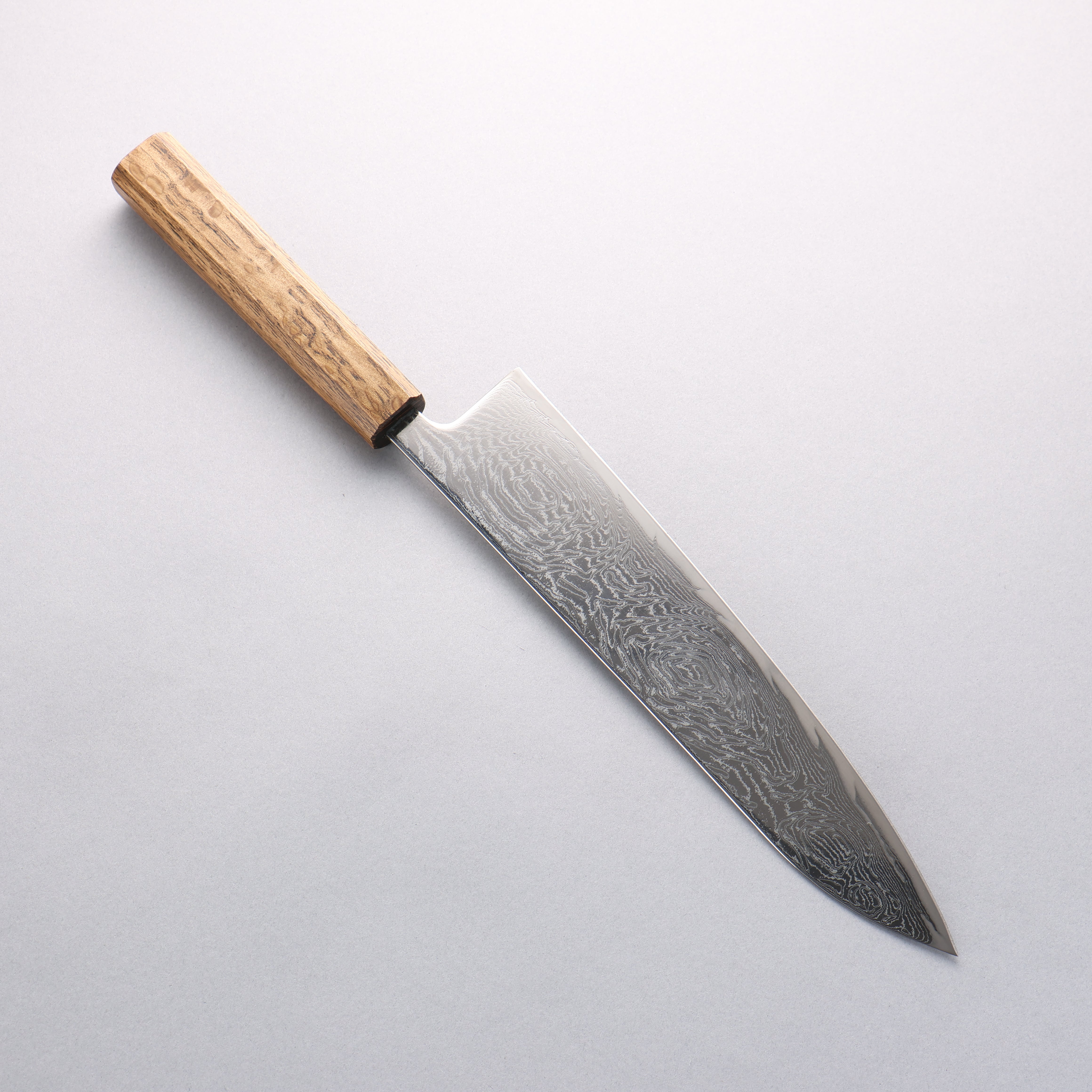 Premium Seisuke Nami AUS10 Damascus Gyuto Chef Knife 240mm - Mirrored Finish with Oak Handle - Perfect for Professional Chefs & Home Cooking Enthusiasts
