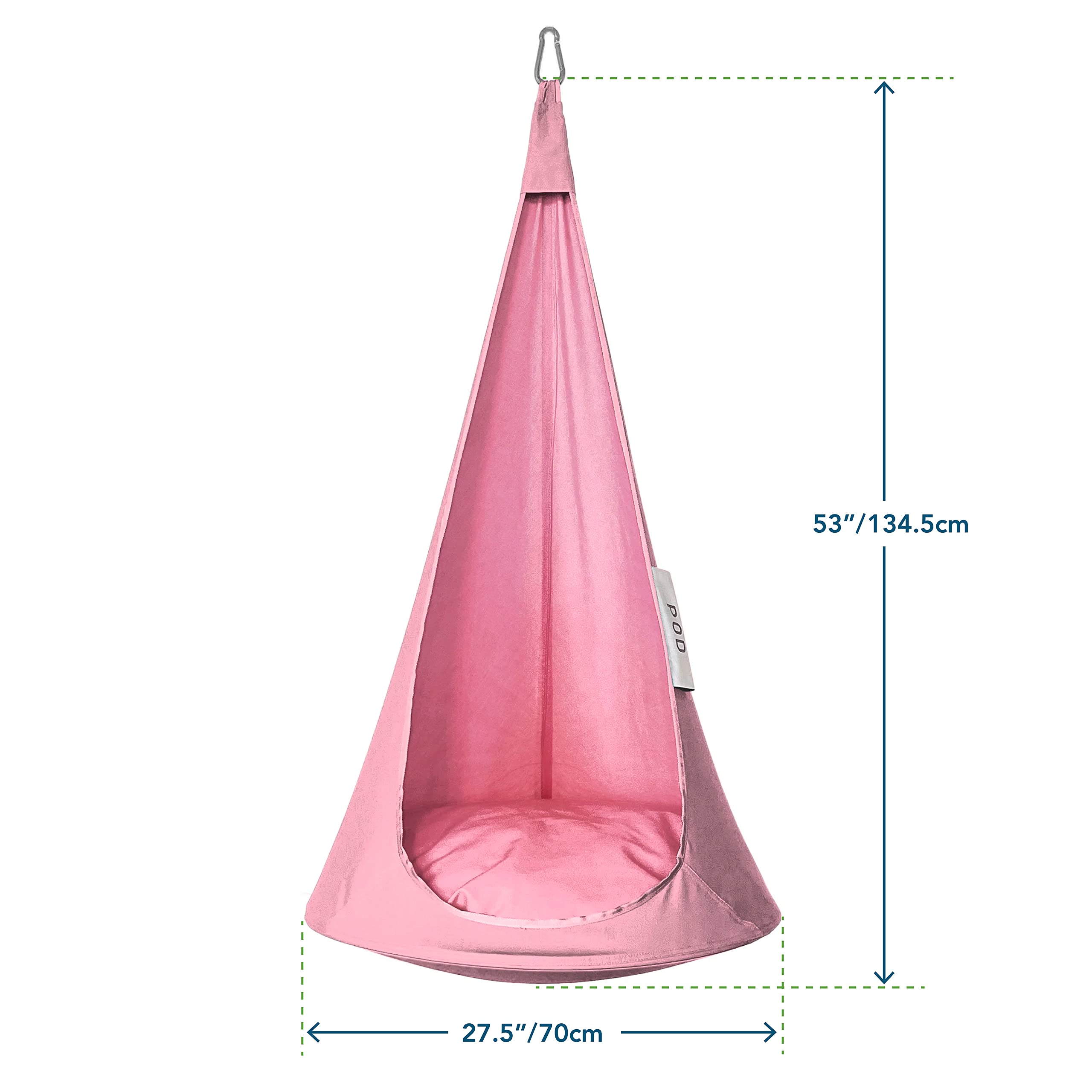 Vivere Kids Cacoon Saucer Chair - Durable Polyester Fabric with Anodized Aluminum Frame & Built-in Cushion - Easy Setup & Storage Hanging Pod for Children Ages 3-10 - Perfect for Reading Nooks, Playrooms & Backyard Relaxation (Bubblegum Pink)