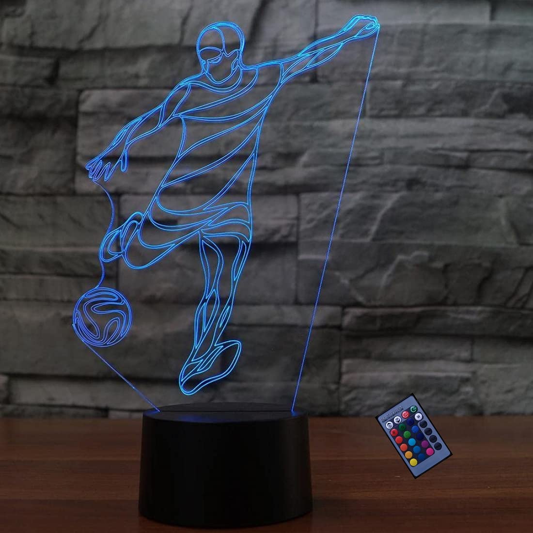 3D Football Night Light with 16 Color Changing LED, USB Powered, Remote & Touch Control - Perfect for Bedroom, Kids Room, Game Room, and Sports Themed Decor
