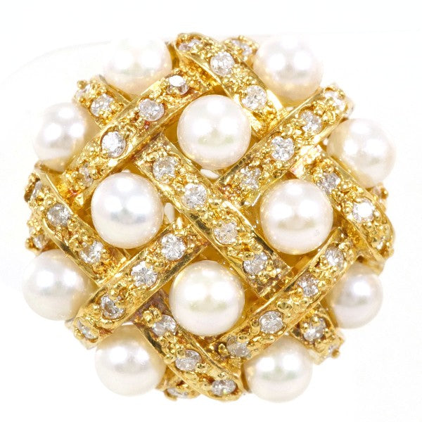18K Yellow Gold Akoya Pearl and Diamond Stud Earrings for Women - Elegant Bridal, Wedding, Anniversary & Formal Occasion Jewelry Gift