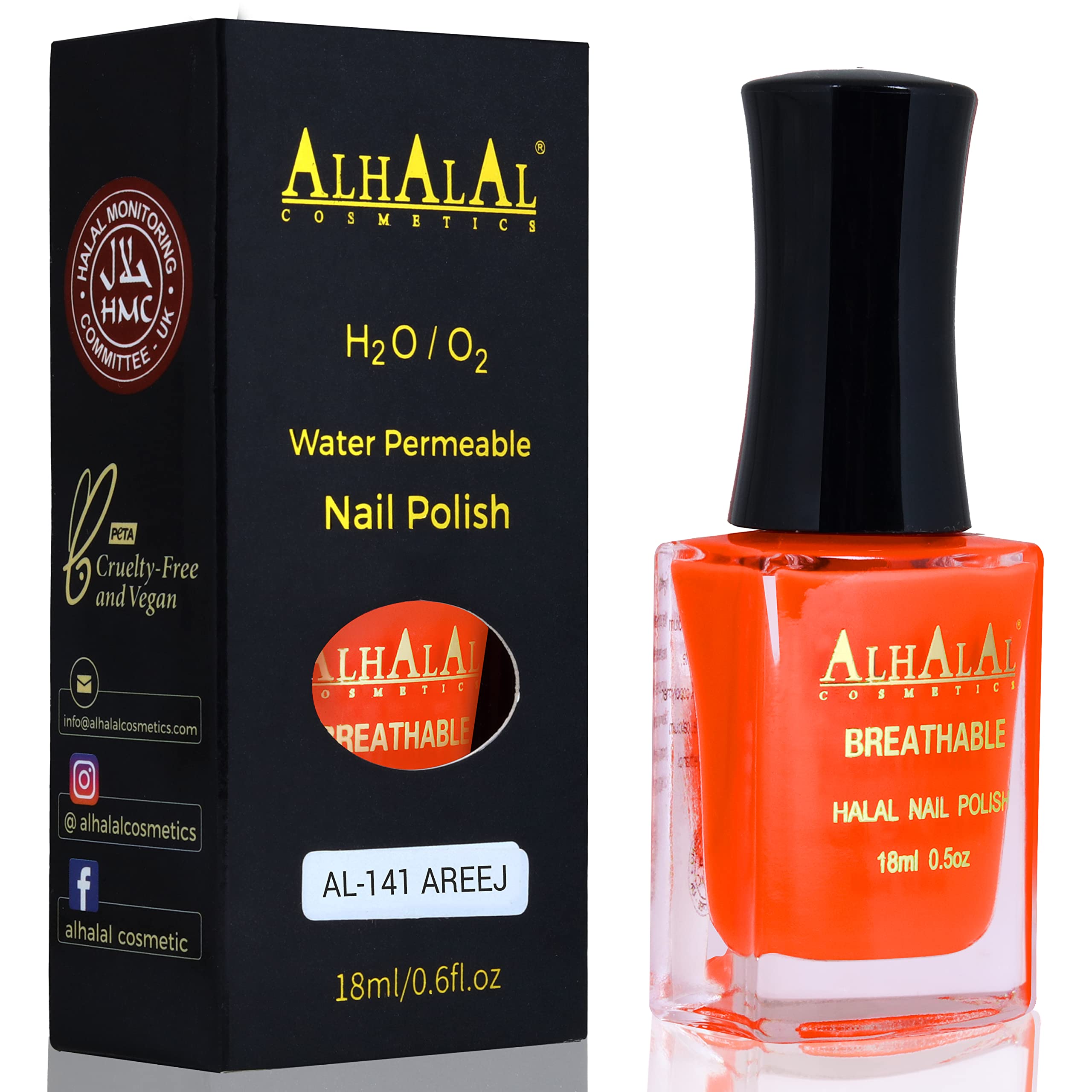 Halal Nail Polish - Water Permeable Vegan & Cruelty-Free Gel Nail Polish - Red & White Soak Off Nail Enamel with Glossy Finish (AL-141 AREEJ) - Perfect for Muslim Women, Halal Beauty Routine & Special Occasions