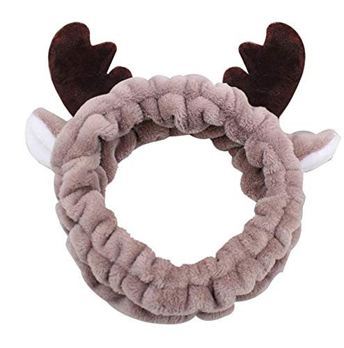 Cute Deer Headband for Women - Soft Plush Spa Hairband, Fashion Makeup Accessory & Cosplay Hair Band - Brown - Perfect for Spa Days, Costume Parties & Everyday Wear