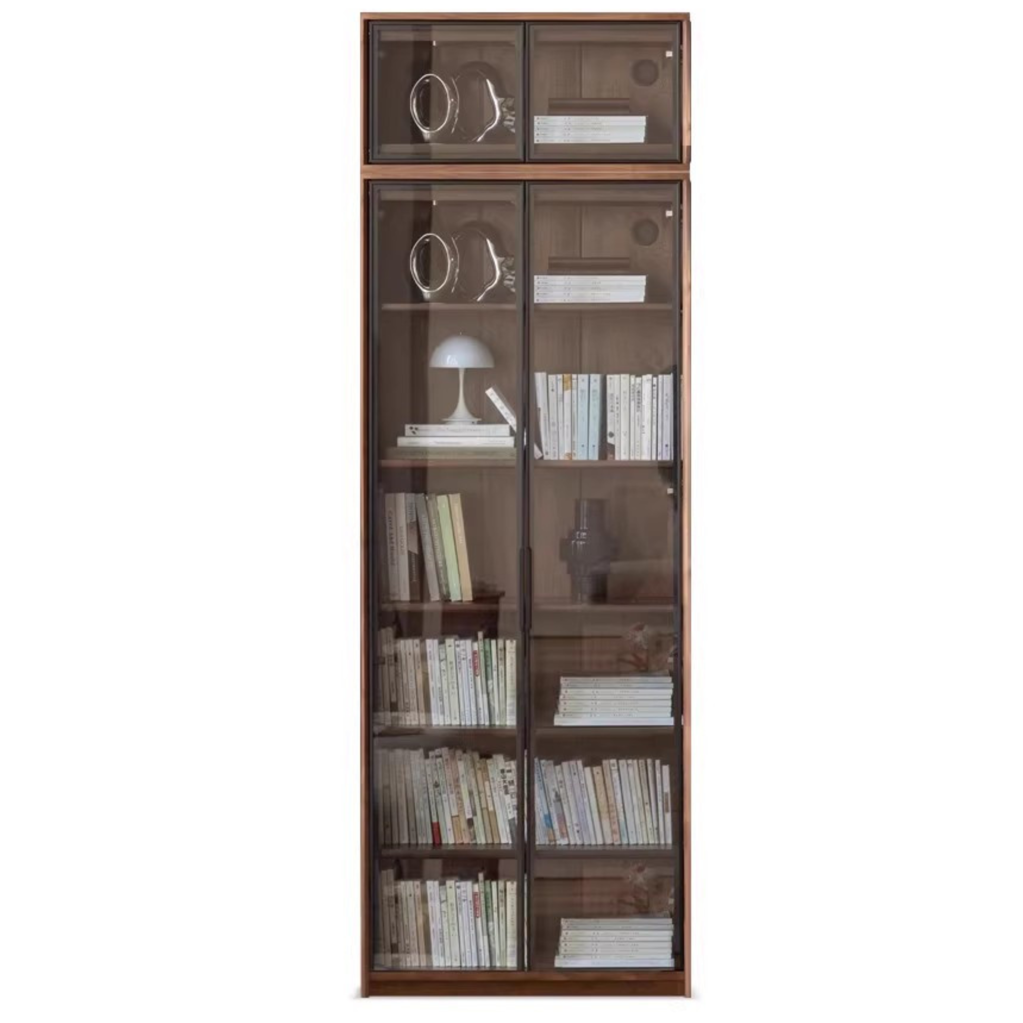 31.4x13.7x92.5 inch / 80x35x235 cm / Walnut color / double door bookcase  top cabinet