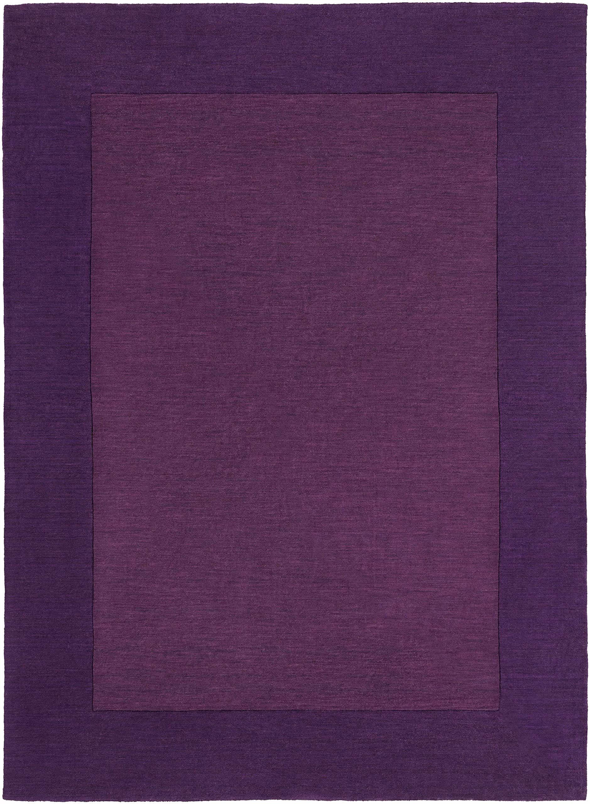 Premium Greene Wool Area Rug for Living Room & Bedroom - Solid Border Design in Purple - 8' x 11' Size - Soft & Durable Home Decor for Cozy Spaces