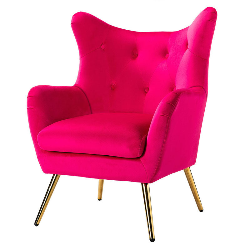 Luxury Isabelle Wingback Velvet Upholstered Armchair - High Back Accent Chair with Sturdy Metal Legs for Living Room, Bedroom & Office Decor