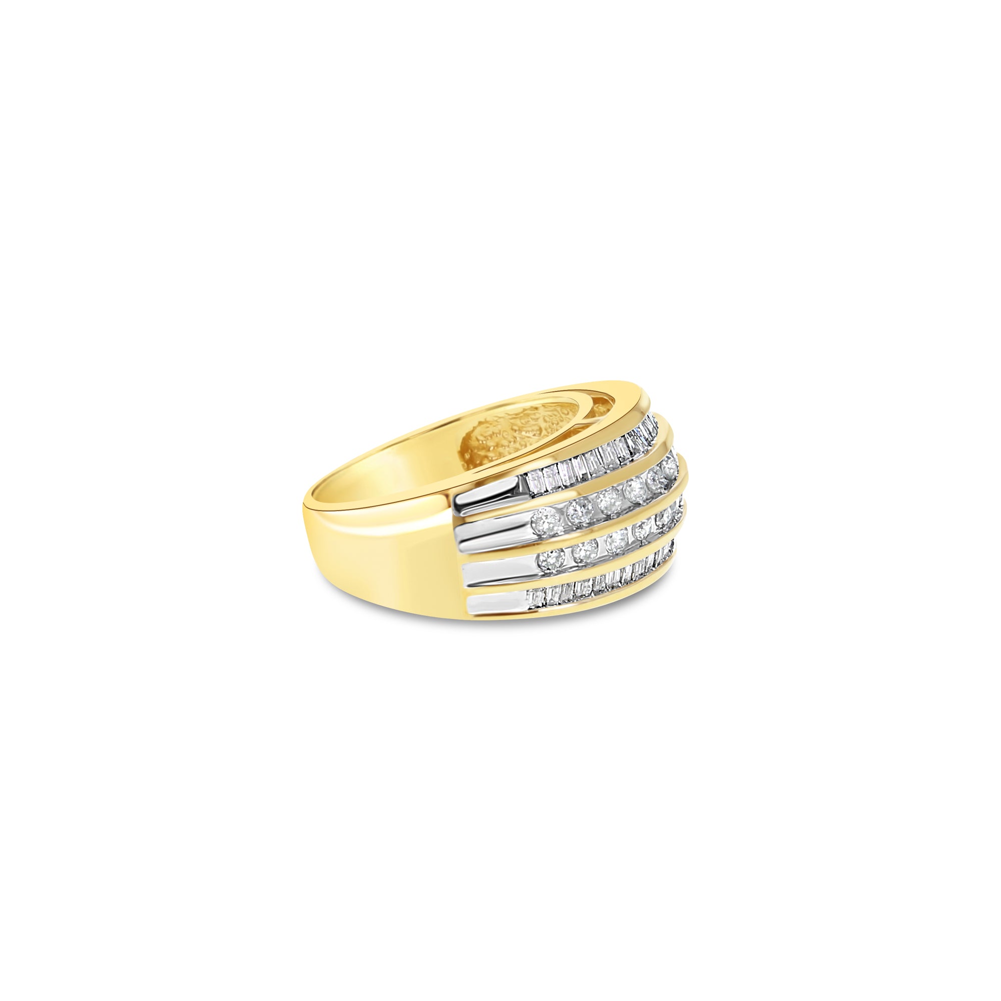 1 Carat Round & Baguette Diamond Cocktail Ring for Women - Elegant Wedding, Anniversary, Party & Evening Wear Jewelry Gift