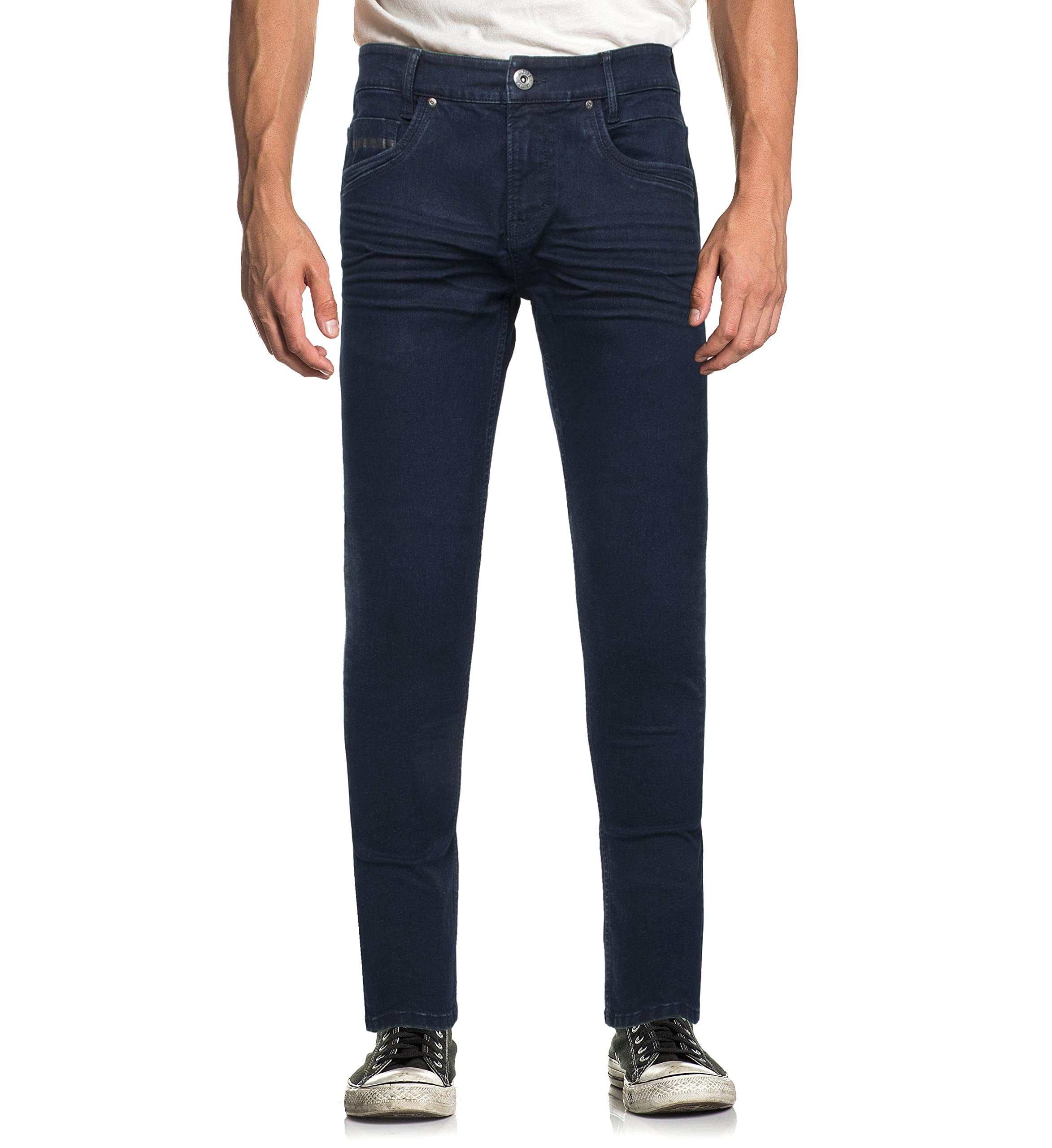 **CULTURA AZURE Men's Stretch Denim Jeans - Washed Tapered Fit for Big & Tall - Blue & Black (36W x 32L) | Casual Comfort for Everyday Wear, Work & Weekend Outings**