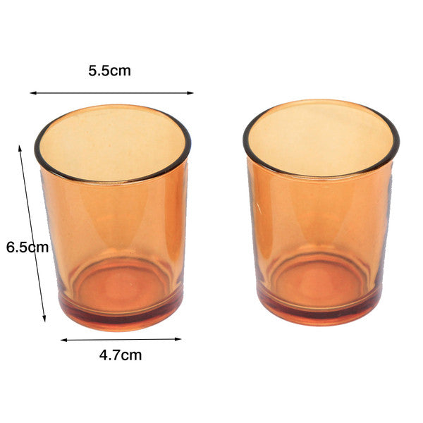 10 Pack Orange Glass Votive Tealight Candle Holders - Elegant Wedding Centerpiece, Christmas Party Decor, Bridal Shower & Baby Shower Decorations - Perfect for Romantic Dinner, Holiday Tablescapes & Special Events