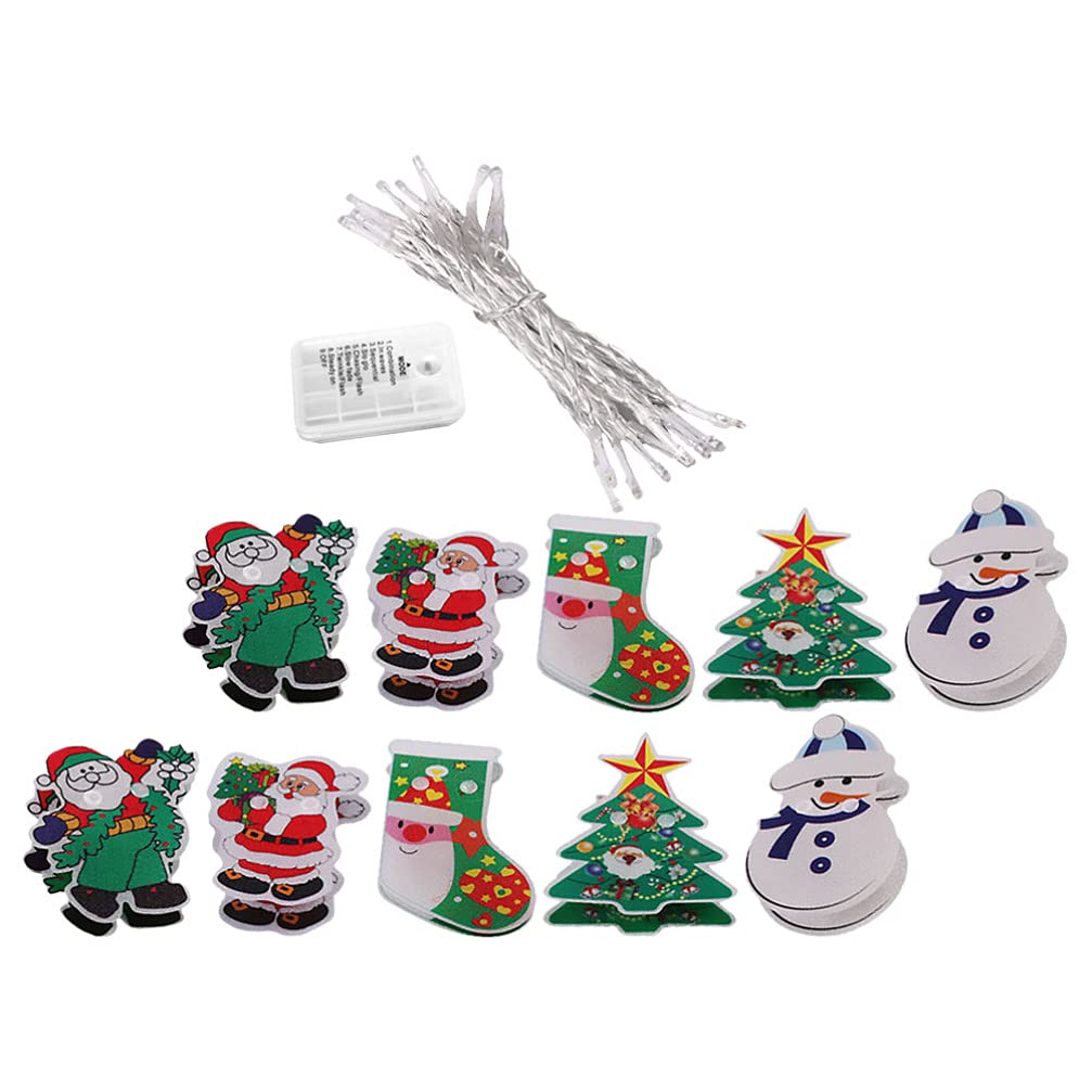 FOMIYES Christmas LED String Lights with Santa & Snowman - 3D Xmas Tree Hanging Lights for Indoor Decor (1.2m) - Perfect for Windows, Walls, Doors & Holiday Stocking Displays