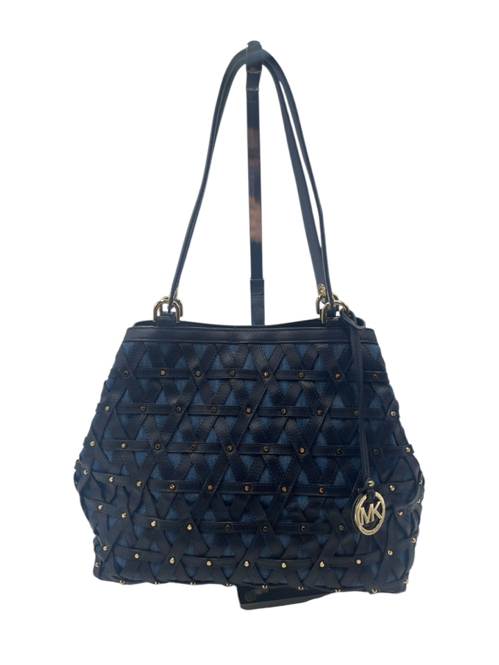 Michael Kors Raven Denim & Leather Shoulder Bag for Women - Stylish Crossbody Purse for Work, Travel & Everyday Use