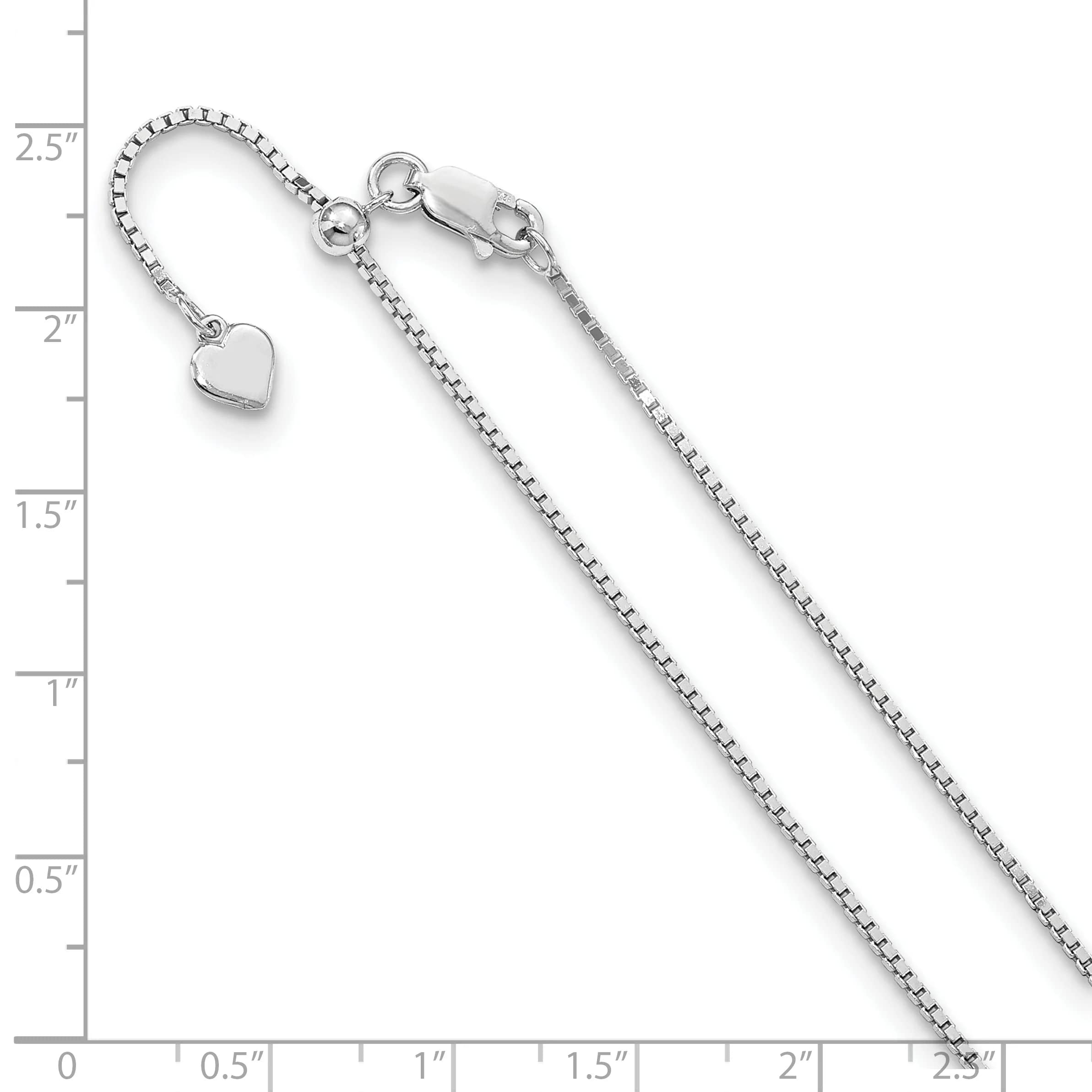 Sterling Silver 1.15mm Adjustable Box Chain Necklace for Women - Durable & Hypoallergenic Jewelry for Everyday Wear, Gifts & Layering