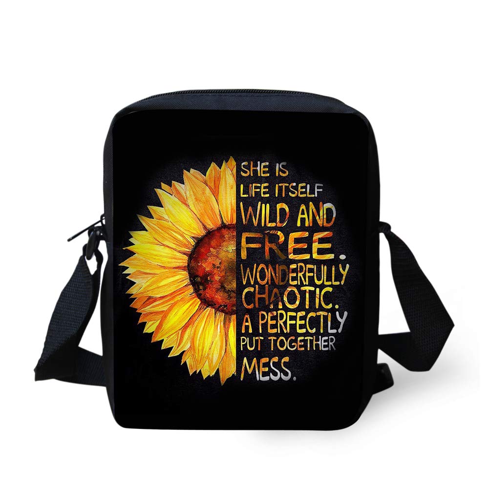 Stylish Sunflower Print Crossbody Shoulder Bag for Women & Girls - Compact Phone Holder Satchel Purse | Perfect for Everyday Use, Travel & Shopping