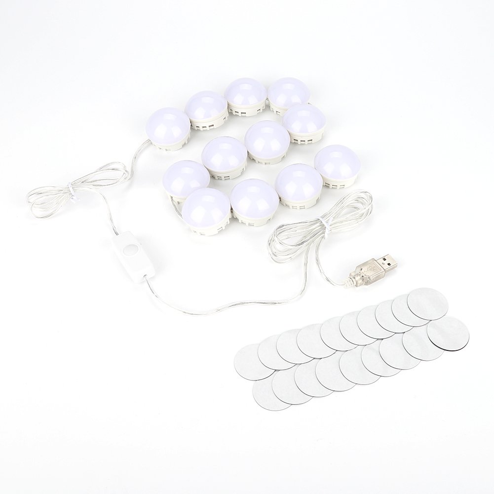 Professional LED Makeup Mirror Light Kit with 12 Bulbs - Hollywood Vanity Mirror Lighting for Makeup Application, Skincare, and Grooming at Home or Salon