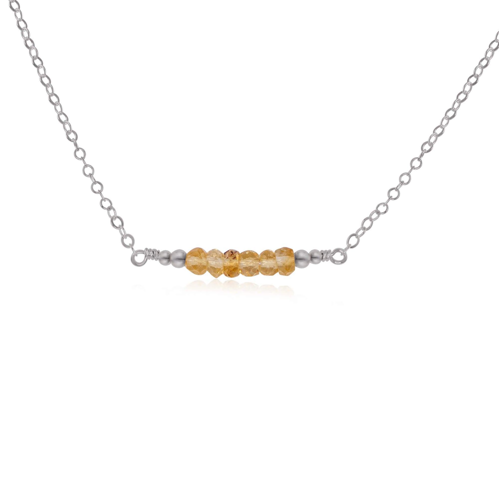 Sparkling Yellow Citrine Faceted Bead Bar Necklace - Elegant Gemstone Jewelry for Women, Perfect for Parties, Weddings & Special Occasions