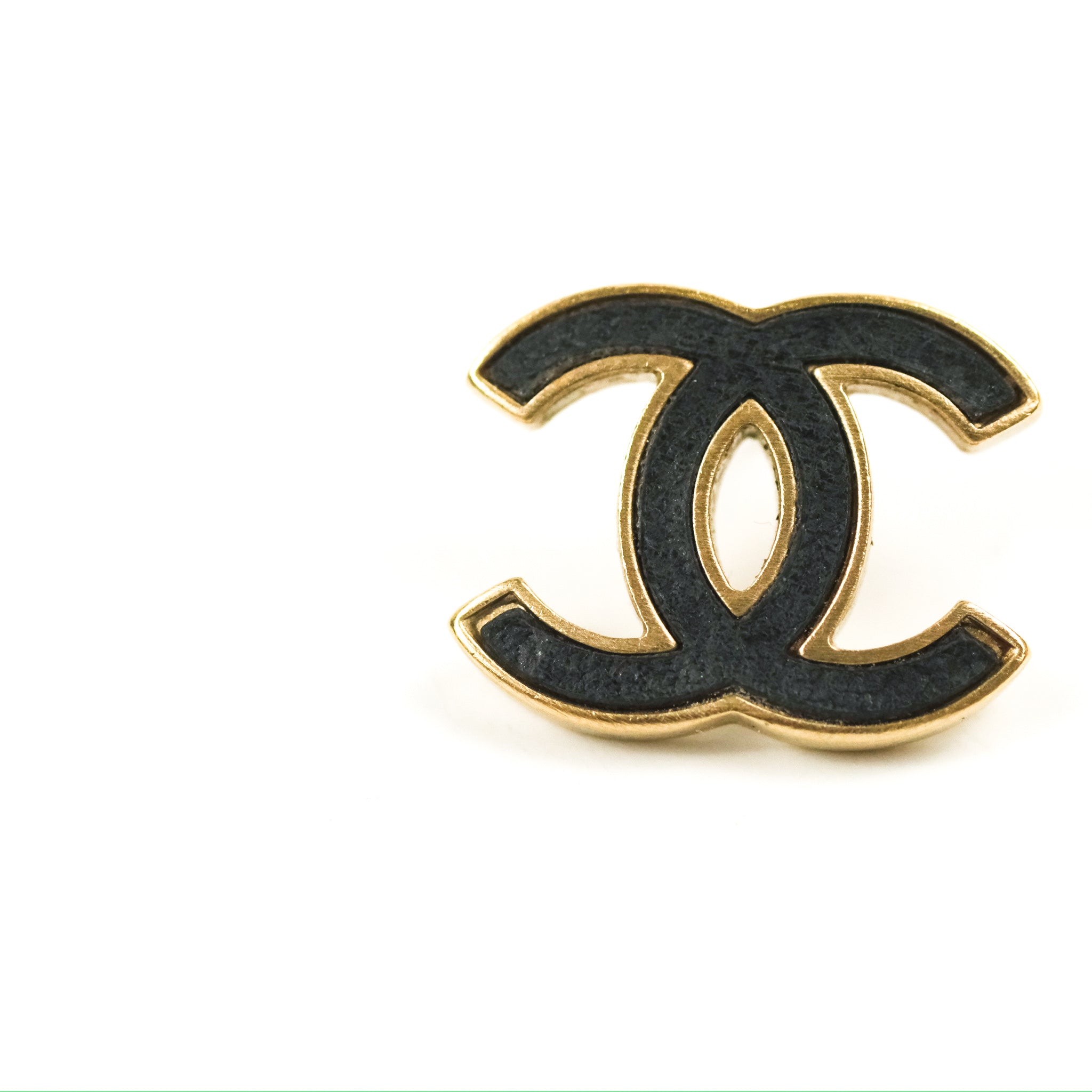 Chanel CC Black Leather Earrings with Matte Gold Tone - 12P Set for Women | Luxury Fashion Jewelry for Parties, Weddings & Everyday Elegance