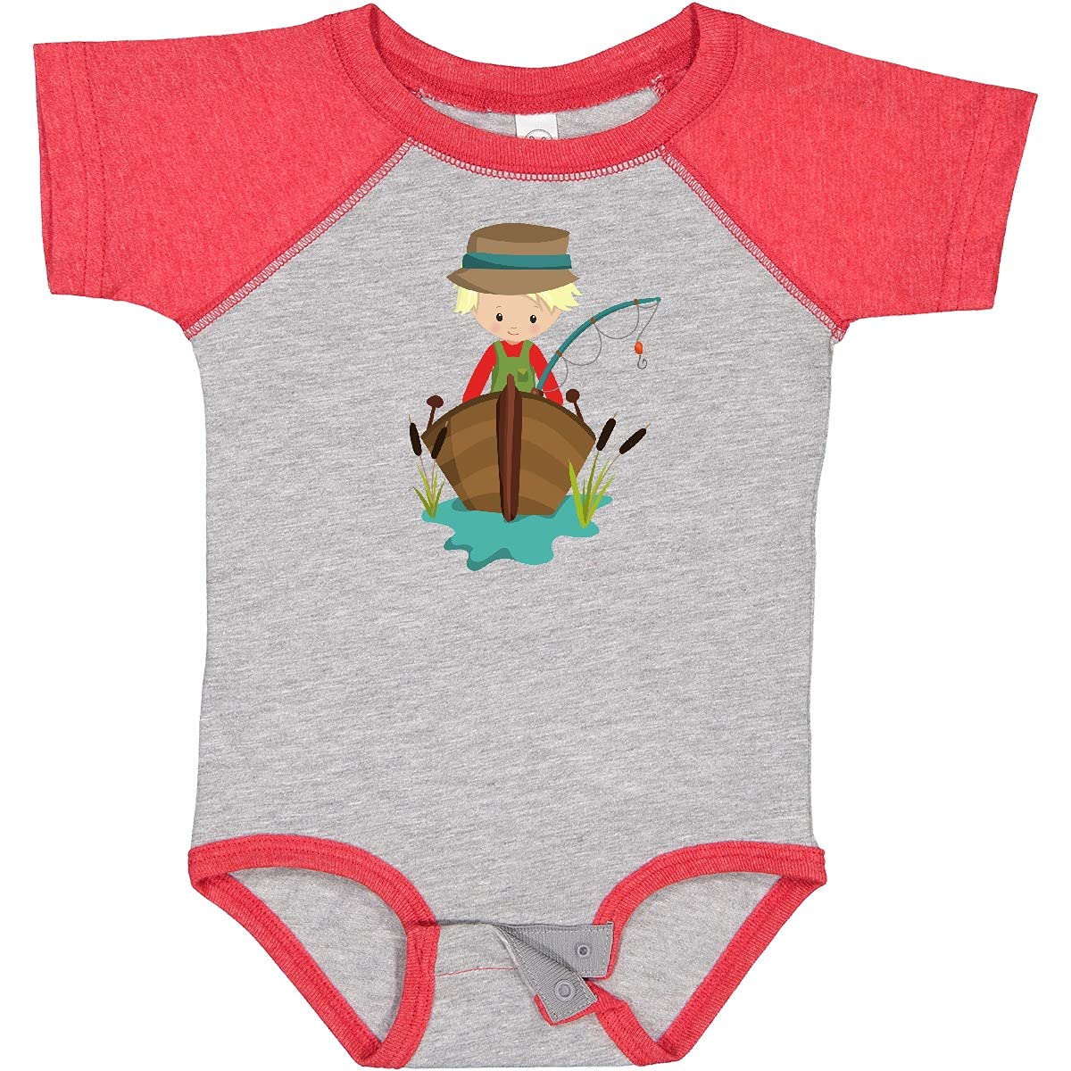 Inktastic Fishing Boy Baby Bodysuit - Cute Fisherman with Blond Hair & Fishing Rod Design - Perfect for Fishing Trips, Outdoor Adventures & Baby Photoshoots