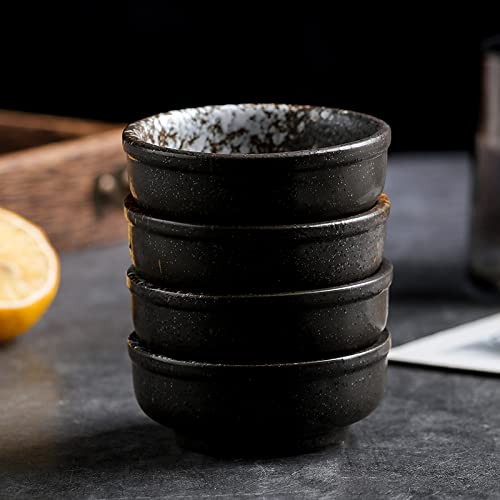Japanese Style Round Porcelain Side Dish Bowls - Set of 6 Small Soy Sauce Dipping Bowls for Sushi, Dumplings & Asian Cuisine (Blue/Green/Black/White/Brown) - Perfect for Home Dining, Restaurants & Party Appetizers