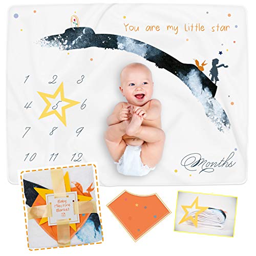 Cudycozy Baby Milestone Blanket & Monthly Photo Backdrop - Soft Newborn Keepsake Blanket for Boys & Girls | Perfect for 1st Birthday, Monthly Growth Photos & Nursery Decor