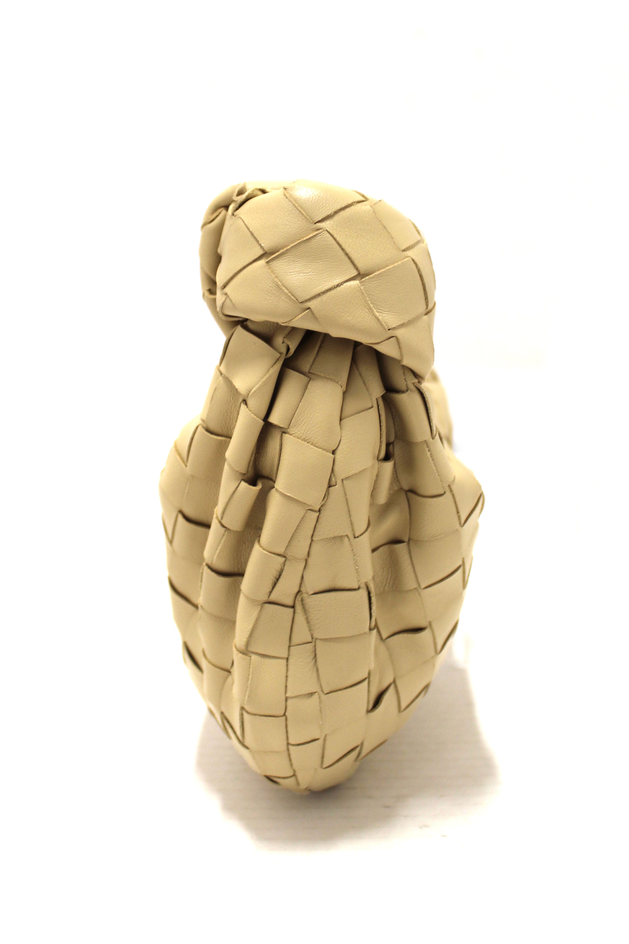 Authentic Bottega Veneta Beige Lambskin Leather Mini Jodie Handbag for Women | Luxury Designer Crossbody Bag | Perfect for Date Night, Parties & Special Occasions