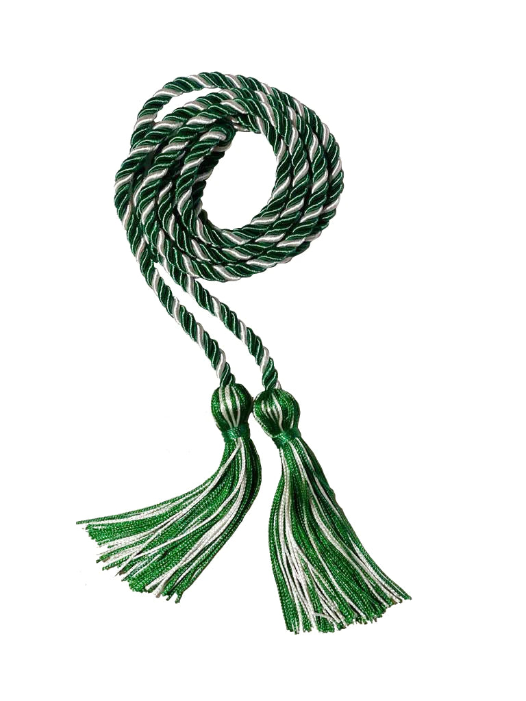 Emerald Green and White Graduation Honor Cord - Academic Achievement Award for High School & College Ceremonies - Perfect for Commencement, Honors, and Graduation Events