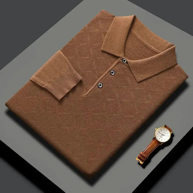 Men's Argyle Pattern Polo Shirt - Classic Knit Golf Shirt for Business Casual & Office Wear